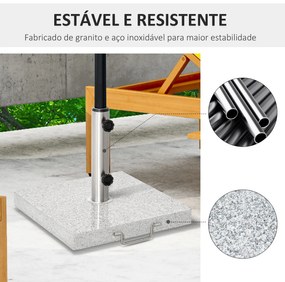 Base para Chapéu de Sol de Mármore Universal com 2 Rodas e Alça de Transporte para Mastros de Ø35/38/42mm Suporte para Chapéu de Sol de Exterior 42x42