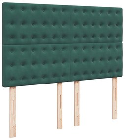 Cama com molas/colchão 160x200 cm veludo verde-escuro