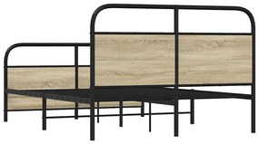 Estrutura de cama sem colchão 140x200 cm metal carvalho sonoma