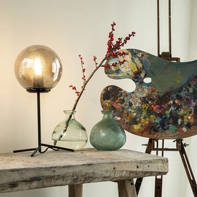 Candeeiro de mesa Art Deco preto com vidro fumê 45,5 cm - Pallon