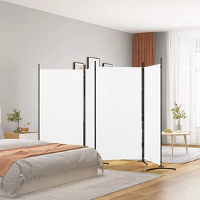 vidaXL Biombo com 4 painéis 346x180 cm tecido branco