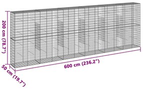 Cesto gabião com cobertura 600x50x200 cm ferro galvanizado