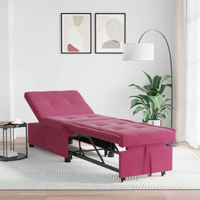 vidaXL Sofá-Cama vermelho tinto 67 x 194 x 38 cm Veludo