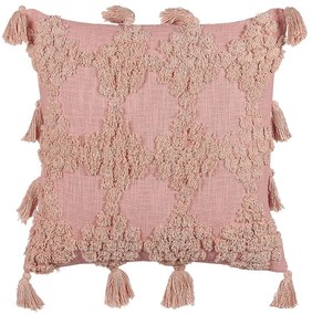 Almofada decorativa tufada em algodão rosa 45 x 45 cm TORENIA Beliani