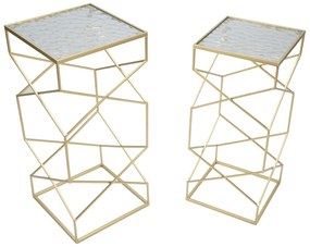CONJUNTO DE 2 MESAS DE APOIO DOURADAS 31,5X31,5X68-28X28X64 CM