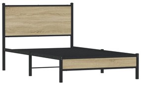 Estrutura de cama sem colchão 100x190 cm metal carvalho sonoma