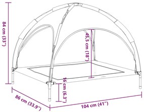 Cama para cães com toldo tecido oxford e aço antracite