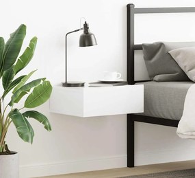 Mesa de cabeceira suspensa derivados madeira branco brilhante