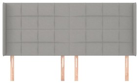 Cabeceira cama c/ abas tecido 203x16x118/128 cm cinzento-claro