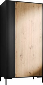 Roupeiro Etrfelu 107, Preto, Carvalho Artisan, 184x90x55cm, 72.55 kg, Portas para roupeiro: Com dobradiças