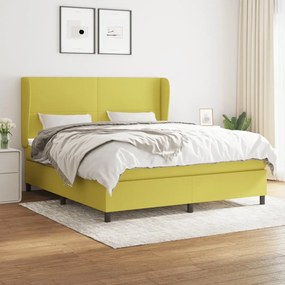 vidaXL Cama com molas/colchão 160x200 cm tecido verde