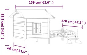 Casota para cães 159x120x88,5 cm pinho maciço cinzento