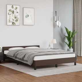 347504 vidaXL Estrutura cama c/ cabeceira 140x200cm couro artificial castanho