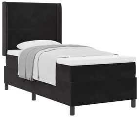 vidaXL Cama Box com colchão com cabeceira Preto 90 x 190 cm Veludo