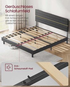 Estrutura de cama de casal para colchão (NÃO INCLUÍDO) de 180 x 200 cm Cinzento