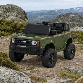 Carro elétrico para Crianças Toyota Land Cruiser PRADO 12V 4x4 Rodas Espuma EVA, assento couro ecológico Verde