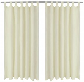 Cortinas de cetim com presilhas, 2 pcs, 140 x 245 cm, creme