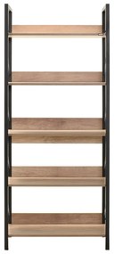Estante "Rovere" - Nogueira e Preto - 73x172x35cm - Design Moderno