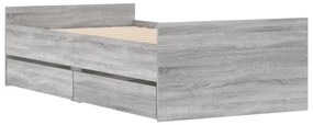 Estrutura de cama com gavetas 90x190 cm cinzento sonoma