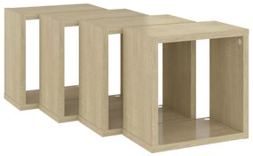 Prateleiras de parede em forma de cubo 4 pcs 26x15x26 cm sonoma