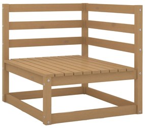 3 pcs conjunto lounge de jardim pinho maciço castanho mel