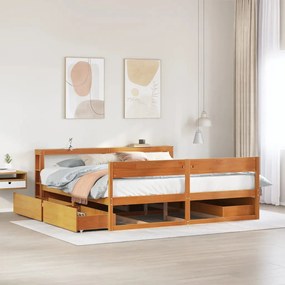 vidaXL Cama sem colchão 180x200 cm pinho maciço castanho-mel