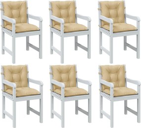 vidaXL Almofadões lombares p/ cadeiras 6pcs mesclado tecido bege