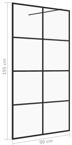 Divisória de chuveiro c/ vidro transparente ESG 90x195 cm preto