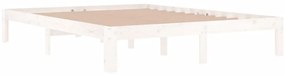 Estrutura de cama king 150x200 cm madeira maciça branco
