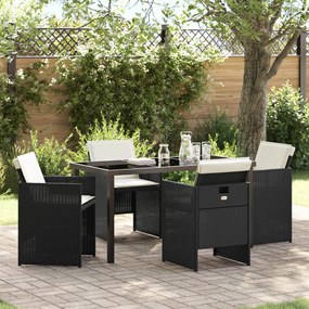 Conjunto de Jantar para o Jardim vidaXL de 5 Peças com Almofadas em Ra