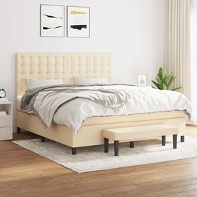 vidaXL Cama com molas/colchão 180x200 cm tecido cor creme