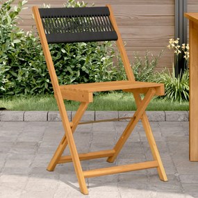 vidaXL Cadeiras de bistrô 2 pcs acácia maciça e corda preto