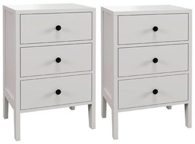 HOMCOM Conjunto de 2 Mesas de Cabeceira Mesas Auxiliares 3 Gavetas para Quarto em Madeira 40x30x64 cm Branco | Aosom Portugal