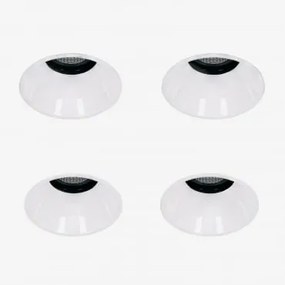 Pack De 4 Downlights Led Embutidos Sem Moldura Trimless Redondos Ø3,6 Cm Para Exterior Em Alumínio Luisiana Branco & Branco 3000k & 3 W & 19º - Sklum