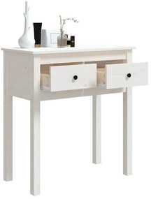 Mesa consola 70x35x75 cm pinho maciço branco