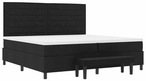 Cama com Box Spring com Colchão &amp; Banco Preto 200x200 cm Tecido