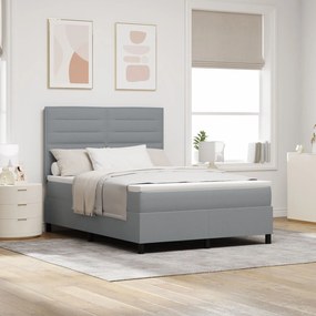 Cama Box Spring com Colchão Cinza Claro 140x200 cm Tecido