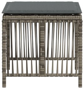 Bancos jardim com almofadões 4 pcs 41x41x36 cm vime PE cinzento