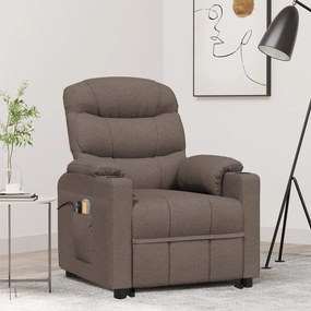 vidaXL Poltrona de massagens tecido cinzento-acastanhado
