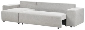 Sofá-cama de canto 3 lugares e arrumação em tecido cinzento claro à direita LUSPA Beliani