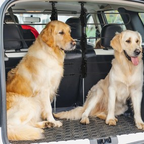 Grade de Segurança Carro para Cães Ajustável 150x9x76-124 cm Grade de Segurança Universal para Porta Malas para Carros Grade de Segurança de Aço Preto
