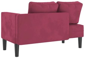 Chaise longue com almofadões veludo vermelho tinto