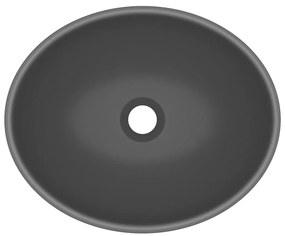 Lavatório luxuoso oval 40x33cm cerâmica cinzento-escuro mate