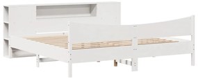 Cama sem colchão 180x200 cm madeira de pinho maciça branco