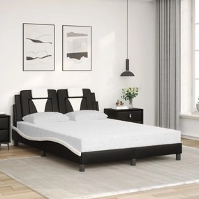 Cama com colchão 140x190 cm couro artificial preto