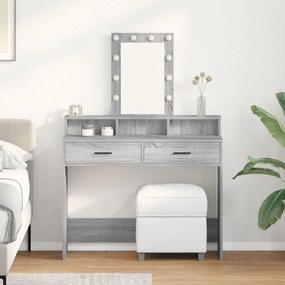 Mesa de Maquilhagem vidaXL com luzes LED Cinzento Sonoma 100x41x140 cm
