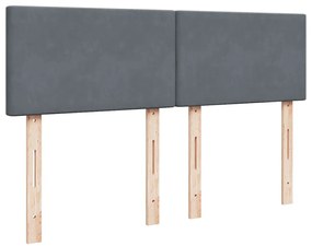 Cama com molas/colchão 140x200 cm veludo cinzento-escuro