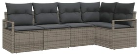 Conjunto de Sofás de Jardim Modular de 5 Peças com Almofadas Cinzas em