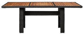 Mesa de jantar jardim 200x100x74 cm vime PE preto