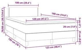 Cama box spring colchão LED 120x190cm couro artif. azul-escuro